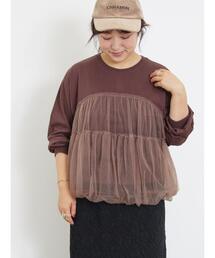 Samansa Mos2 | チュールドッキングカットソー(Tシャツ/カットソー)