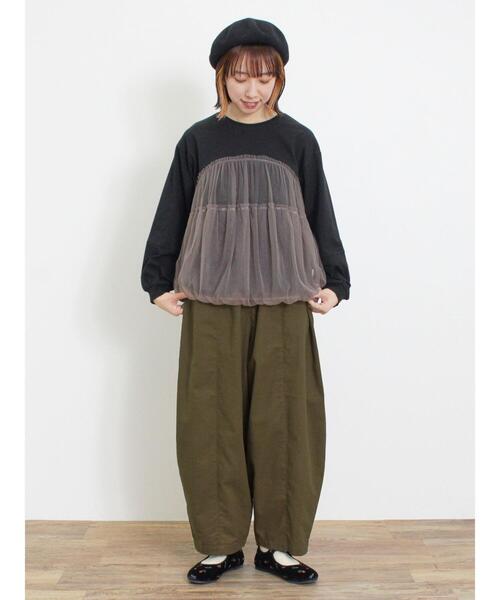 Samansa Mos2（サマンサ モスモス）の「チュールドッキングカットソー（Tシャツ/カットソー・レディース・キナリ/ブラック/ブラウン・F）」の7枚目の写真