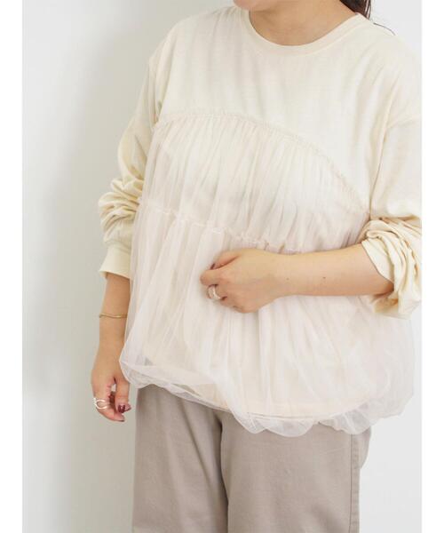 Samansa Mos2（サマンサ モスモス）の「チュールドッキングカットソー（Tシャツ/カットソー・レディース・キナリ/ブラック/ブラウン・F）」の14枚目の写真