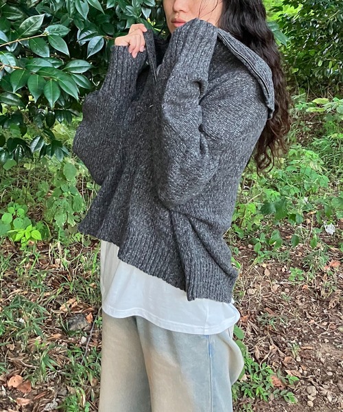 AS KNOW AS plus（アズノゥアズプラス）の「◇ハーフジップ リサイクルエコニットプルオーバー（ニット/セーター・レディース・グレー/カーキ/ブラック/ベージュ/ブルー・FREE）」の2枚目の写真