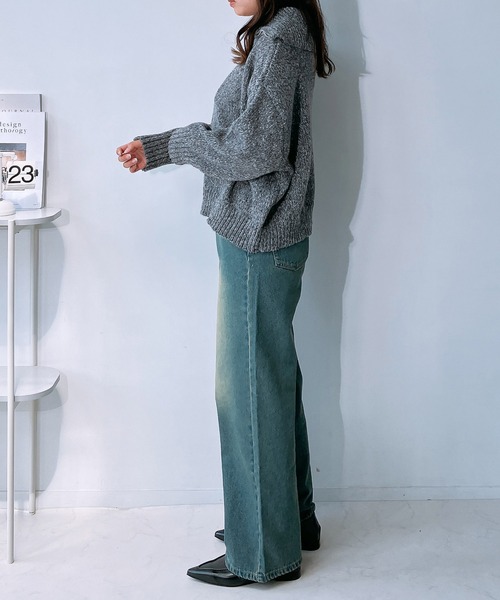 AS KNOW AS plus（アズノゥアズプラス）の「◇ハーフジップ リサイクルエコニットプルオーバー（ニット/セーター・レディース・グレー/カーキ/ブラック/ベージュ/ブルー・FREE）」の16枚目の写真