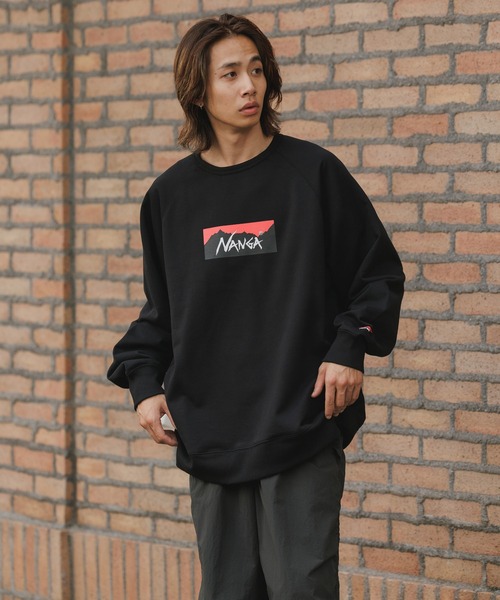 NANGA（ナンガ）の「NANGA/ナンガ ECO HYBRID BOX LOGO SWEATSHIRT スウェット（スウェット・メンズ・ブラック/ライトグレー/オレンジ/ベージュ/ブラック系・M/L/XL/S）」の16枚目の写真