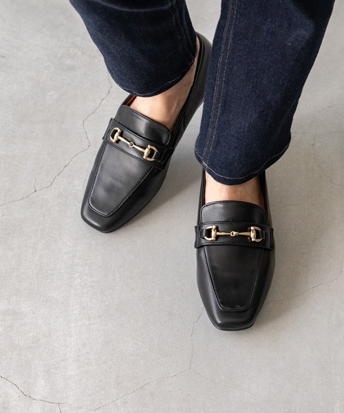 美品✨OHGA オーガ スクエアビジューバックル ローファー ブラック