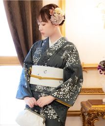 kimonomachi | KIMONOMACHI オリジナル 2024-25 新作 洗える着物単品 袷着物 M/L サイズ　かすみ草に青海波シリーズ(着物)