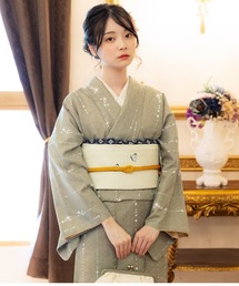 kimonomachi | KIMONOMACHI オリジナル 2024-25 新作 洗える着物単品 袷着物 M/L サイズ　かすみ草に青海波シリーズ(着物)