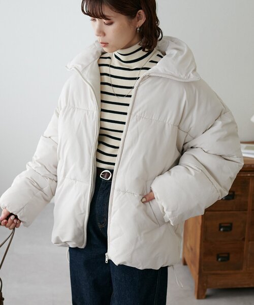 DISCOAT(ディスコート)の「【WEB限定】スタンドカラーダウンコート(ダウンジャケット/コート・レディース・ブラック/ベージュ/アイボリー・FREE)」の9枚目の写真