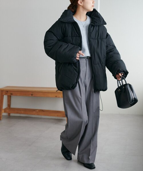 DISCOAT(ディスコート)の「【WEB限定】スタンドカラーダウンコート(ダウンジャケット/コート・レディース・ブラック/ベージュ/アイボリー・FREE)」の21枚目の写真