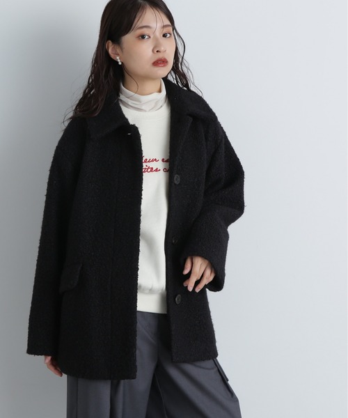 N.（N. Natural Beauty Basic）（エヌエヌナチュラルビューティーベーシック）の「◆カールステンカラーミディコート（ステンカラーコート・レディース・オフホワイト/ブラック・SMALL/MEDIUM）」の2枚目の写真