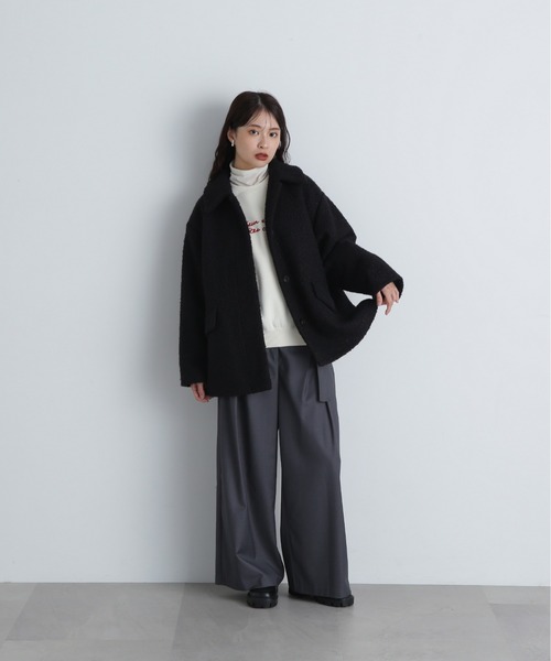 N.（N. Natural Beauty Basic）（エヌエヌナチュラルビューティーベーシック）の「◆カールステンカラーミディコート（ステンカラーコート・レディース・オフホワイト/ブラック・SMALL/MEDIUM）」の17枚目の写真