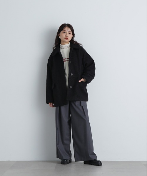 N.（N. Natural Beauty Basic）（エヌエヌナチュラルビューティーベーシック）の「◆カールステンカラーミディコート（ステンカラーコート・レディース・オフホワイト/ブラック・SMALL/MEDIUM）」の18枚目の写真