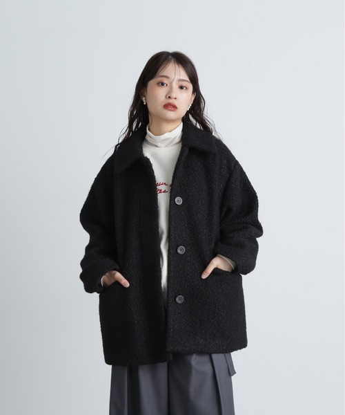N.（N. Natural Beauty Basic）（エヌエヌナチュラルビューティーベーシック）の「◆カールステンカラーミディコート（ステンカラーコート・レディース・オフホワイト/ブラック・SMALL/MEDIUM）」の19枚目の写真