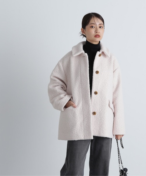 N.（N. Natural Beauty Basic）（エヌエヌナチュラルビューティーベーシック）の「◆カールステンカラーミディコート（ステンカラーコート・レディース・オフホワイト/ブラック・SMALL/MEDIUM）」の3枚目の写真