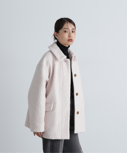 N.（N. Natural Beauty Basic）（エヌエヌナチュラルビューティーベーシック）の「◆カールステンカラーミディコート（ステンカラーコート・レディース・オフホワイト/ブラック・SMALL/MEDIUM）」の4枚目の写真
