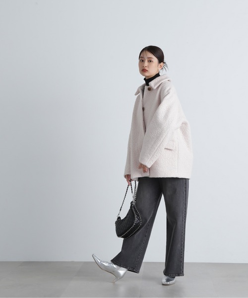 N.（N. Natural Beauty Basic）（エヌエヌナチュラルビューティーベーシック）の「◆カールステンカラーミディコート（ステンカラーコート・レディース・オフホワイト/ブラック・SMALL/MEDIUM）」の5枚目の写真