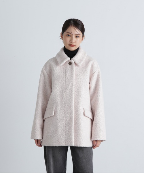 N.（N. Natural Beauty Basic）（エヌエヌナチュラルビューティーベーシック）の「◆カールステンカラーミディコート（ステンカラーコート・レディース・オフホワイト/ブラック・SMALL/MEDIUM）」の8枚目の写真