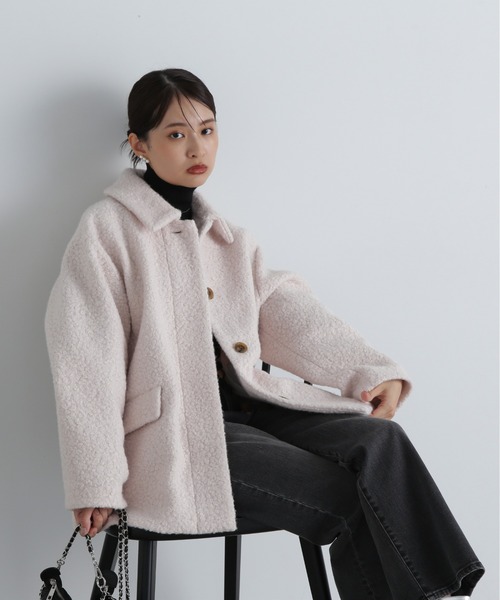 N.（N. Natural Beauty Basic）（エヌエヌナチュラルビューティーベーシック）の「◆カールステンカラーミディコート（ステンカラーコート・レディース・オフホワイト/ブラック・SMALL/MEDIUM）」の21枚目の写真