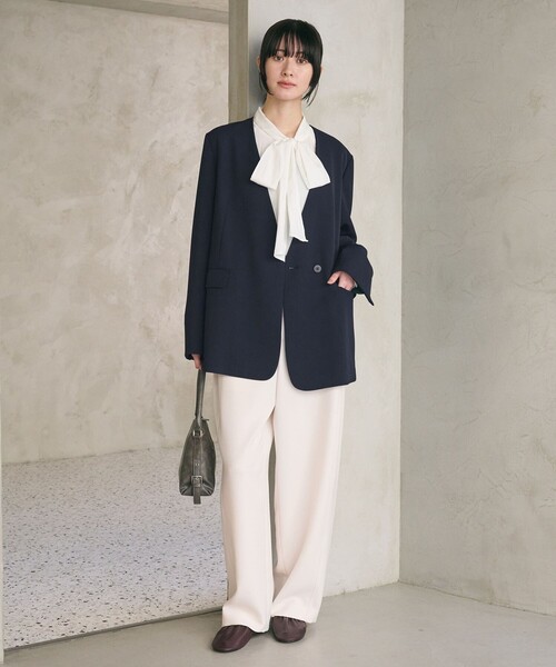 WEB限定 Wardrobe DAILY MINIMAL】ダブルクロス カラーレスジャケット