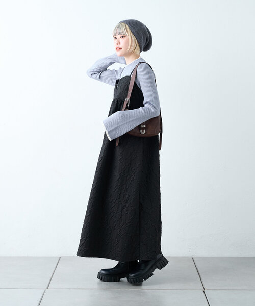 しろくま　ユヤマ マルチリボンカセット黒 w closet（ダブルクローゼット）の「リボン刺繍リブニット（ニット