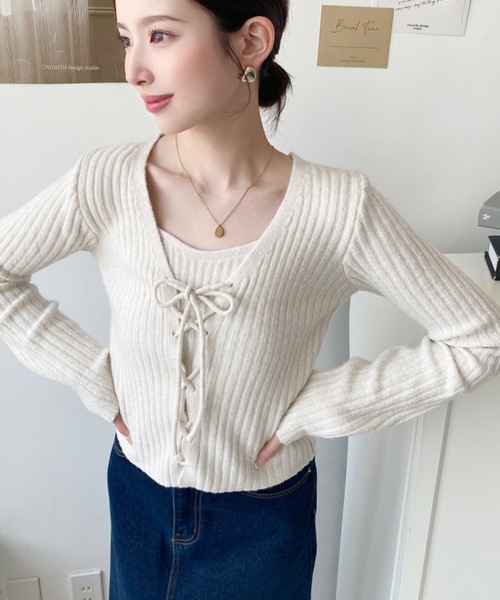 ⭐reneルネニットカーディガンキャミソールアンサンブル