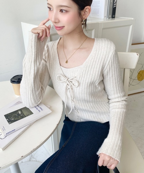 elise(エリーズ)/ビジューボタンニットアンサンブル elise(エリーズ