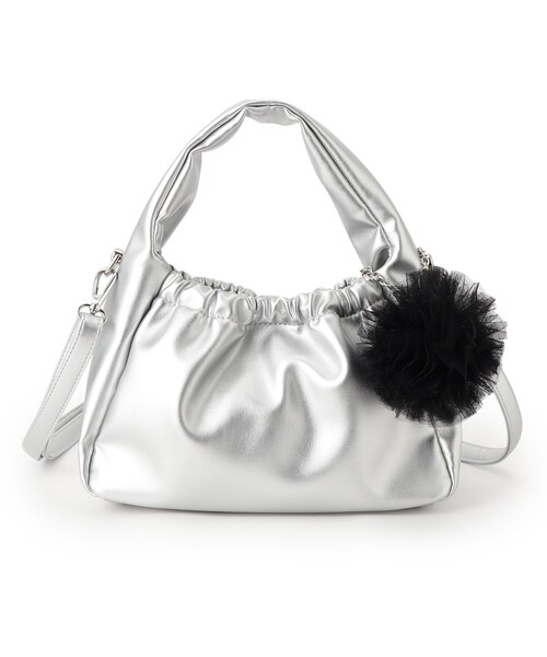 OPAQUE.CLIP（オペークドットクリップ）の「◆【2WAY】チュールチャーム付きミニショルダーバッグ（ショルダーバッグ・レディース・ブルー/シルバー/ブラック・00）」の9枚目の写真