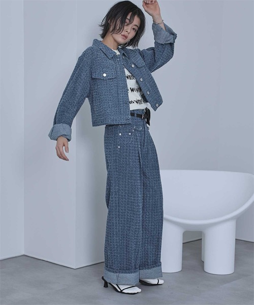 miette（ミエット）の「スクラッチ切り替えデニムパンツ（デニムパンツ・レディース・ブラック/インディゴブルー/ブルー・FREE）」の13枚目の写真