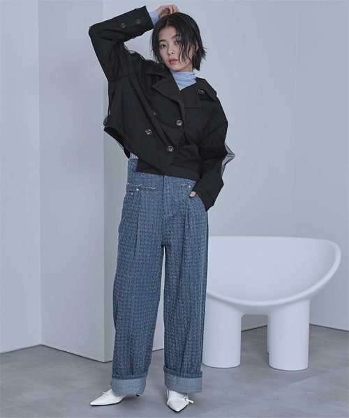 miette（ミエット）の「スクラッチ切り替えデニムパンツ（デニムパンツ・レディース・ブラック/インディゴブルー/ブルー・FREE）」の19枚目の写真