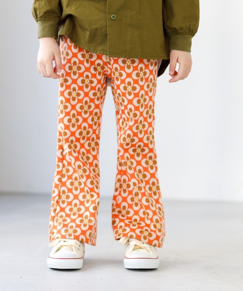 MAKE YOUR DAY（メイクユアデイ）の「ジャガードフレアパンツ■80～140cm（スウェットパンツ・キッズ・ネイビー/オレンジ/ブラウン/ライム・80/90/100/110/140/120/130）」の4枚目の写真