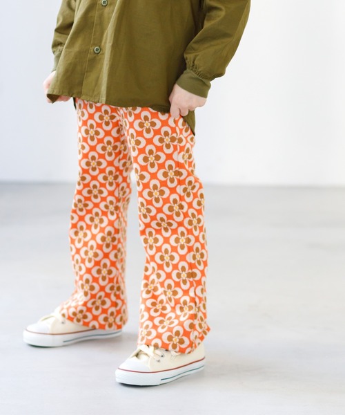 MAKE YOUR DAY（メイクユアデイ）の「ジャガードフレアパンツ■80～140cm（スウェットパンツ・キッズ・ネイビー/オレンジ/ブラウン/ライム・80/90/100/110/140/120/130）」の5枚目の写真