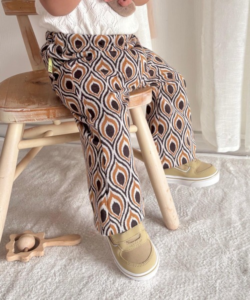 MAKE YOUR DAY（メイクユアデイ）の「ジャガードフレアパンツ■80～140cm（スウェットパンツ・キッズ・ネイビー/オレンジ/ブラウン/ライム・80/90/100/110/140/120/130）」の22枚目の写真