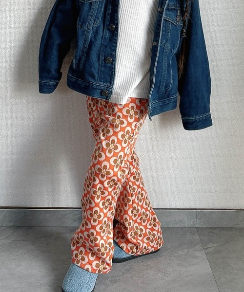 MAKE YOUR DAY（メイクユアデイ）の「ジャガードフレアパンツ■80～140cm（スウェットパンツ・キッズ・ネイビー/オレンジ/ブラウン/ライム・80/90/100/110/140/120/130）」の20枚目の写真