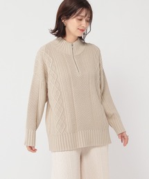studio CLIP | 【マシンウォッシャブル】7ゲージハーフジップケーブルプルオーバー(ニット/セーター)