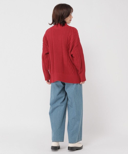 studio CLIP（スタディオクリップ）の「【マシンウォッシャブル】7ゲージハーフジップケーブルプルオーバー（ニット/セーター・レディース・アイボリー/ブルー/レッド・FREE）」の5枚目の写真