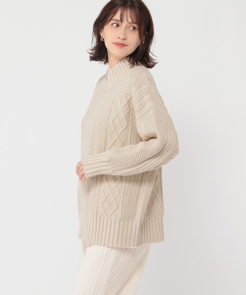 studio CLIP（スタディオクリップ）の「【マシンウォッシャブル】7ゲージハーフジップケーブルプルオーバー（ニット/セーター・レディース・アイボリー/ブルー/レッド・FREE）」の9枚目の写真