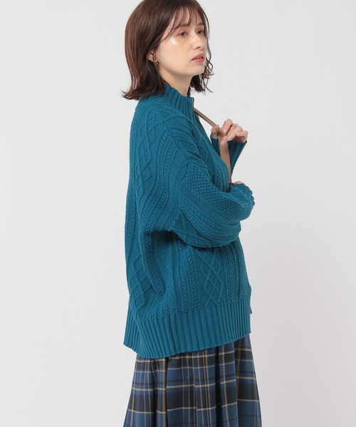 studio CLIP（スタディオクリップ）の「【マシンウォッシャブル】7ゲージハーフジップケーブルプルオーバー（ニット/セーター・レディース・アイボリー/ブルー/レッド・FREE）」の12枚目の写真