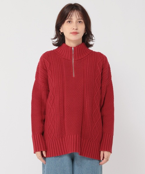 studio CLIP（スタディオクリップ）の「【マシンウォッシャブル】7ゲージハーフジップケーブルプルオーバー（ニット/セーター・レディース・アイボリー/ブルー/レッド・FREE）」の13枚目の写真