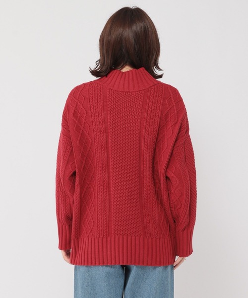 studio CLIP（スタディオクリップ）の「【マシンウォッシャブル】7ゲージハーフジップケーブルプルオーバー（ニット/セーター・レディース・アイボリー/ブルー/レッド・FREE）」の15枚目の写真