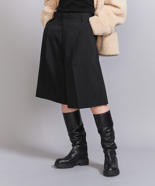 H beauty&youth タックハーフパンツ ブラック M BEAUTY&YOUTH UNITED ARROWS（ビューティーアンドユースユナイテッド
