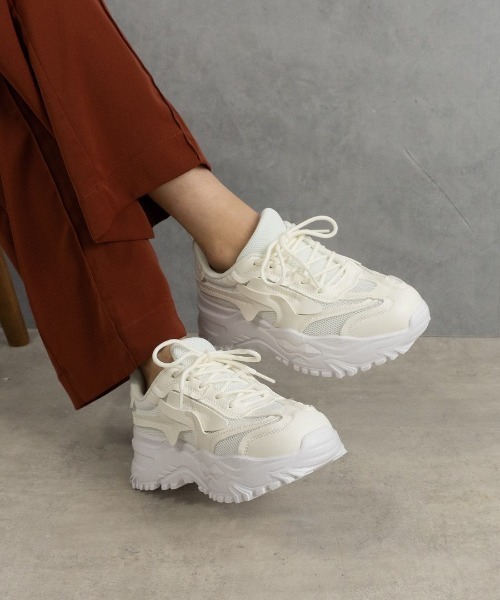 Fabby fabby（ファビィーファビィー）の「メッシュボリュームソールスニーカー（スニーカー・レディース・ブラック/ホワイト・SMALL/MEDIUM/LARGE）」の5枚目の写真