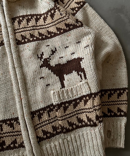 セール】LOW GAUGE COWICHAN NEP KNIT HOODIE/ローゲージカウチン