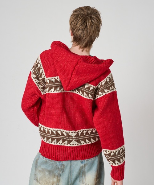 WISH FOR EVER(ウィッシュフォーエバー)の「LOW GAUGE COWICHAN NEP KNIT HOODIE/ローゲージカウチンネップニットフーディ(パーカー・メンズ・ネイビー/アイボリー/ブラック/レッド・SMALL/LARGE/MEDIUM)」の19枚目の写真
