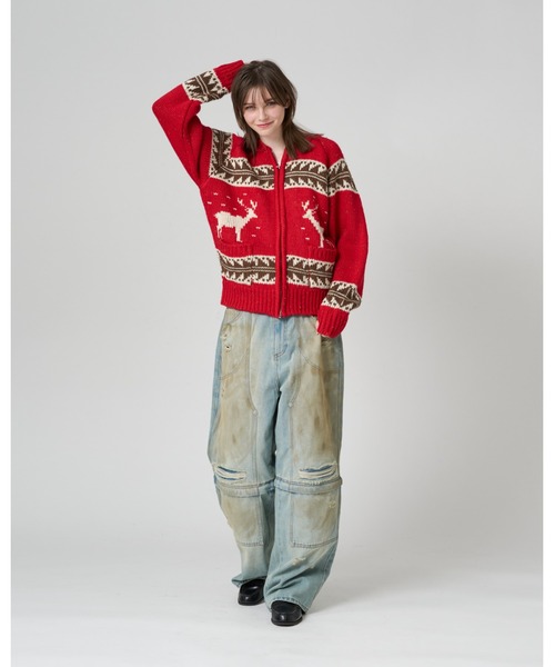 WISH FOR EVER(ウィッシュフォーエバー)の「LOW GAUGE COWICHAN NEP KNIT HOODIE/ローゲージカウチンネップニットフーディ(パーカー・メンズ・ネイビー/アイボリー/ブラック/レッド・SMALL/LARGE/MEDIUM)」の20枚目の写真
