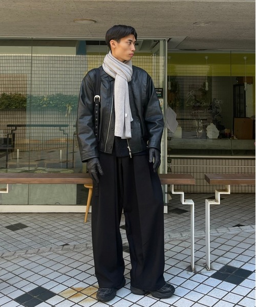 Chikashitsu +（チカシツプラス）の「【Chikashitsu +】long muffler / 【チカシツプラス】ロングマフラー（マフラー・メンズ・ダークグレー/ブラウン/ブラック/ライトグレー・ONE SIZE）」の6枚目の写真