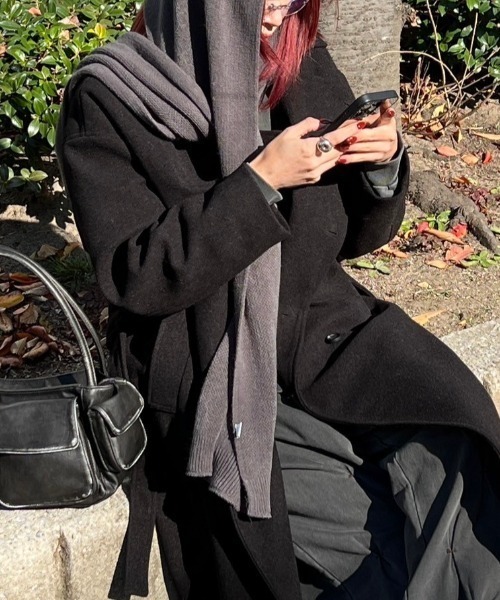 Chikashitsu +（チカシツプラス）の「【Chikashitsu +】long muffler / 【チカシツプラス】ロングマフラー（マフラー・メンズ・ダークグレー/ブラウン/ブラック/ライトグレー・ONE SIZE）」の21枚目の写真