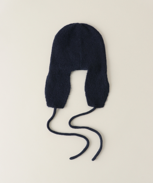 SLOBE IENA（スローブイエナ）の「SLOBE フライトニットキャップ（ニットキャップ/ビーニー・レディース・ベージュ/ネイビー・FREE）」の3枚目の写真