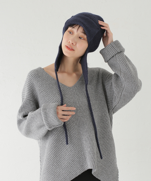 SLOBE IENA（スローブイエナ）の「SLOBE フライトニットキャップ（ニットキャップ/ビーニー・レディース・ベージュ/ネイビー・FREE）」の15枚目の写真