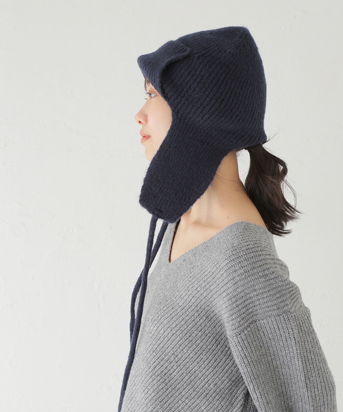 SLOBE IENA（スローブイエナ）の「SLOBE フライトニットキャップ（ニットキャップ/ビーニー・レディース・ベージュ/ネイビー・FREE）」の16枚目の写真