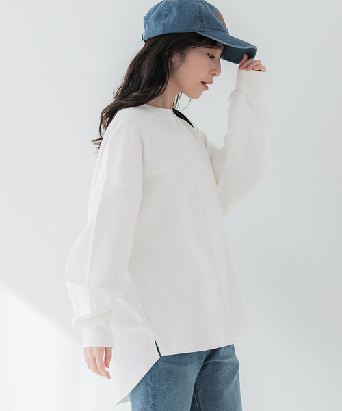 coca(coca)(コカ)の「ヘビーウェイトフットボールテールカットトップス(Tシャツ/カットソー・レディース・グレイッシュベージュ/ライトベージュ/グレー/ホワイト・ONE SIZE)」の1枚目の写真