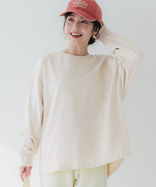 coca(coca)(コカ)の「ヘビーウェイトフットボールテールカットトップス(Tシャツ/カットソー・レディース・グレイッシュベージュ/ライトベージュ/グレー/ホワイト・ONE SIZE)」の3枚目の写真