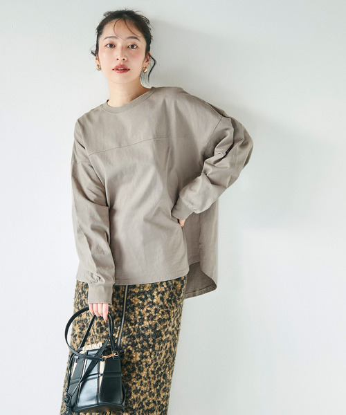 coca(coca)(コカ)の「ヘビーウェイトフットボールテールカットトップス(Tシャツ/カットソー・レディース・グレイッシュベージュ/ライトベージュ/グレー/ホワイト・ONE SIZE)」の9枚目の写真